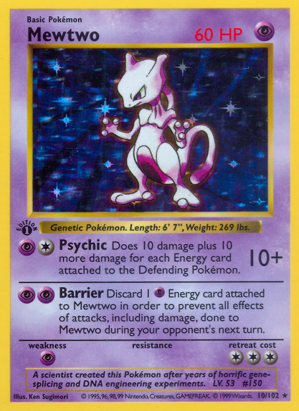 Mewtwo (10/102) (Shadowless) [Base Set 1st Edition] | I Want That Stuff Brandon