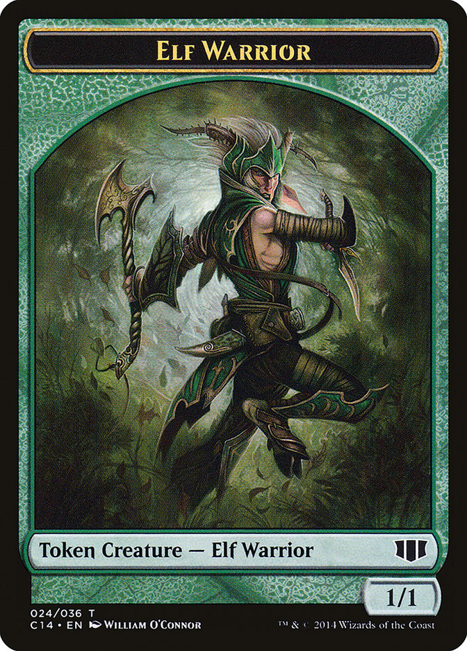 Elephant // Elf Warrior Double-Sided Token [Commander 2014 Tokens] | I Want That Stuff Brandon