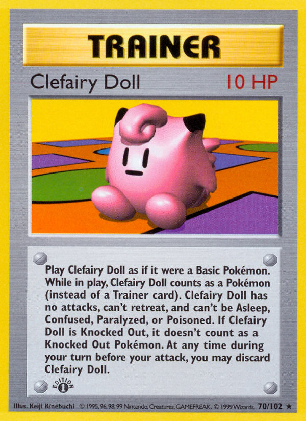 Clefairy Doll (70/102) (Shadowless) [Base Set 1st Edition] | I Want That Stuff Brandon