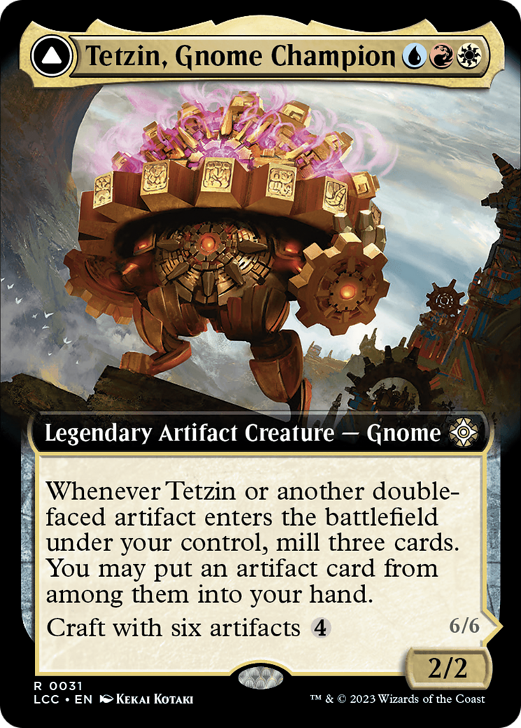 Tetzin, Gnome Champion // The Golden-Gear Colossus (Extended Art) [The Lost Caverns of Ixalan Commander] | I Want That Stuff Brandon