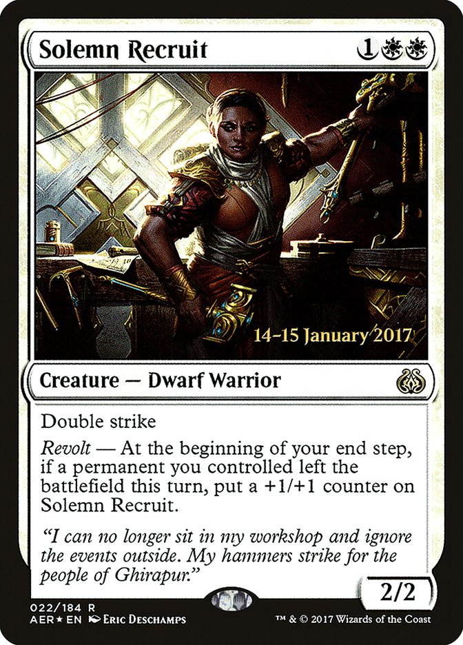 Solemn Recruit [Aether Revolt Prerelease Promos] | I Want That Stuff Brandon