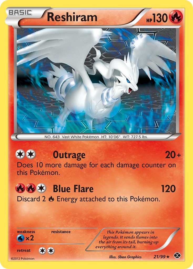 Reshiram (21/99) (Theme Deck Exclusive) [Black & White: Next Destinies] | I Want That Stuff Brandon