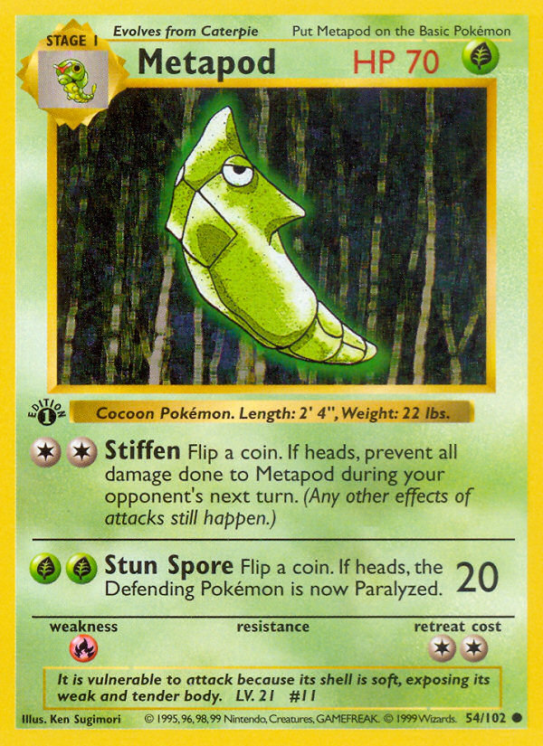 Metapod (54/102) (Shadowless) [Base Set 1st Edition] | I Want That Stuff Brandon