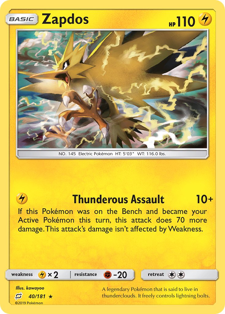 Zapdos (40/181) (Theme Deck Exclusive) [Sun & Moon: Team Up] | I Want That Stuff Brandon