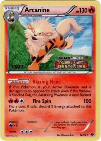 Arcanine (12/99) (Staff Prerelease Promo) [Black & White: Black Star Promos] | I Want That Stuff Brandon