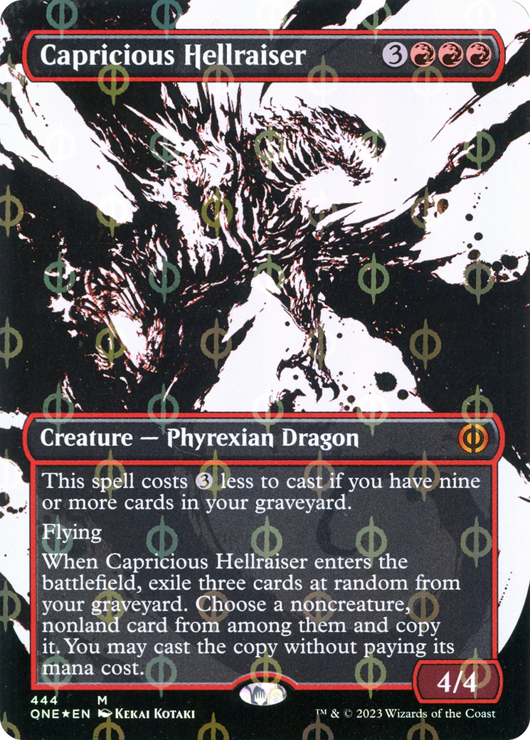 Capricious Hellraiser (Borderless Ichor Step-and-Compleat Foil) [Phyrexia: All Will Be One] | I Want That Stuff Brandon