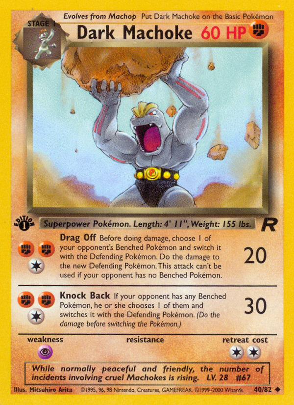 Dark Machoke (40/82) [Team Rocket 1st Edition] | I Want That Stuff Brandon