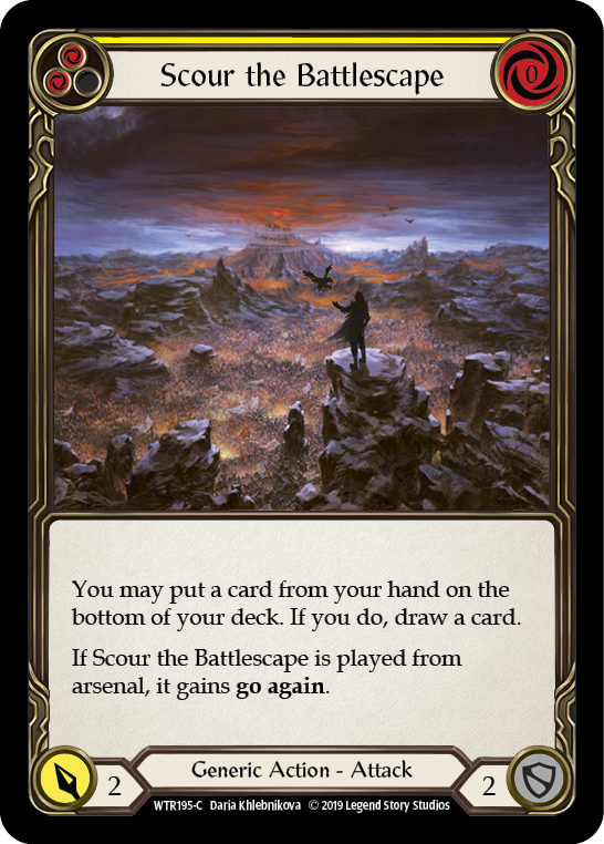 Scour the Battlescape (Yellow) [WTR195-C] Alpha Print Rainbow Foil | I Want That Stuff Brandon