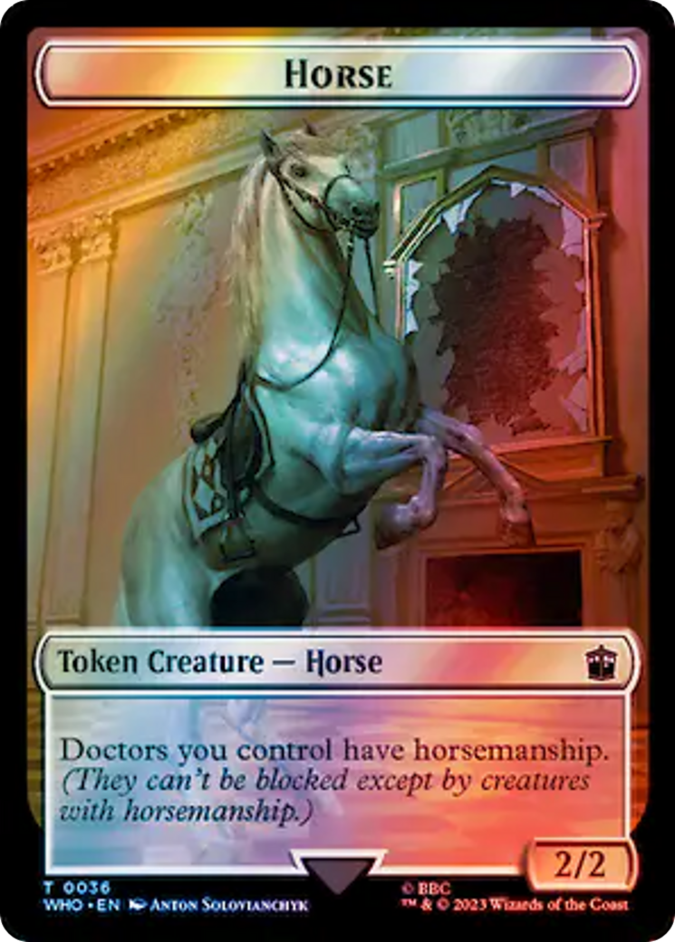 Horse // Clue (0053) Double-Sided Token (Surge Foil) [Doctor Who Tokens] | I Want That Stuff Brandon