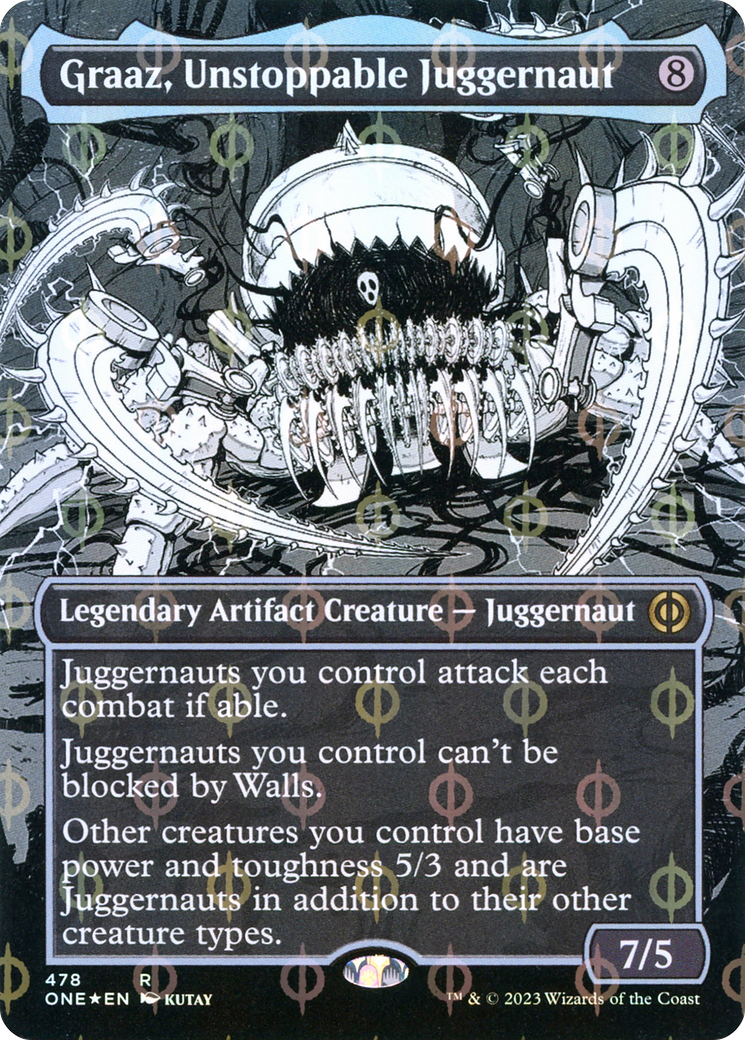 Graaz, Unstoppable Juggernaut (Borderless Manga Step-and-Compleat Foil) [Phyrexia: All Will Be One] | I Want That Stuff Brandon