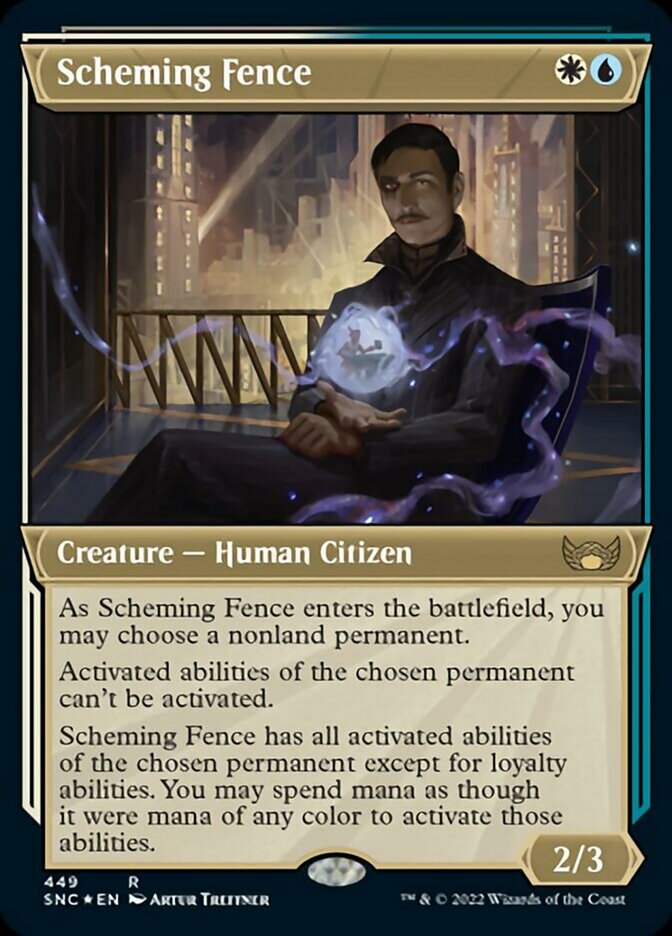 Scheming Fence (Showcase Art Deco Foil Etched) [Streets of New Capenna] | I Want That Stuff Brandon