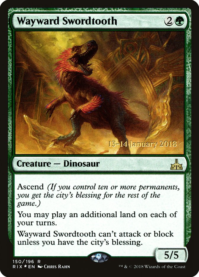 Wayward Swordtooth [Rivals of Ixalan Prerelease Promos] | I Want That Stuff Brandon