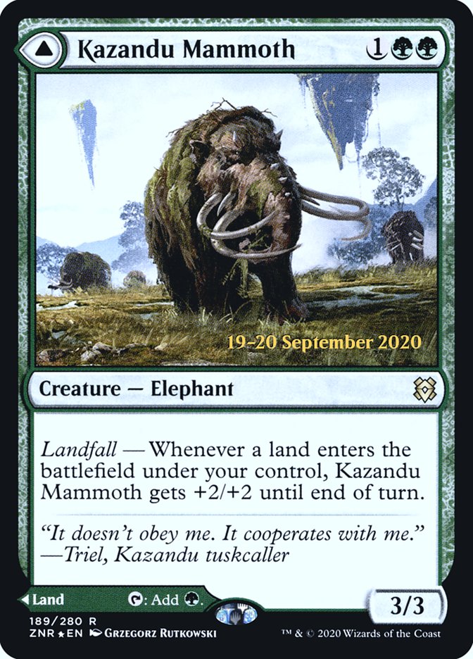 Kazandu Mammoth // Kazandu Valley [Zendikar Rising Prerelease Promos] | I Want That Stuff Brandon