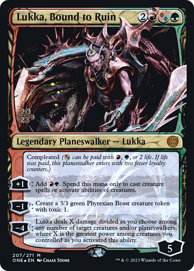 Lukka, Bound to Ruin [Phyrexia: All Will Be One Prerelease Promos] | I Want That Stuff Brandon
