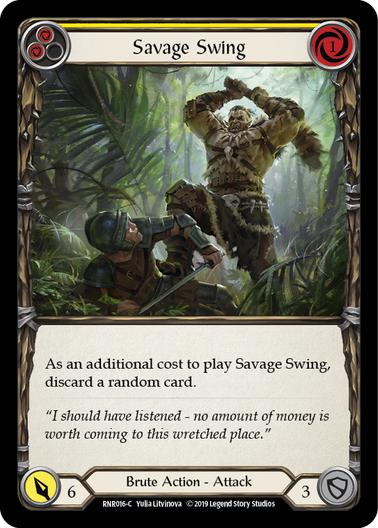 Savage Swing (Yellow) [RNR016-C] (Rhinar Hero Deck)  1st Edition Normal | I Want That Stuff Brandon