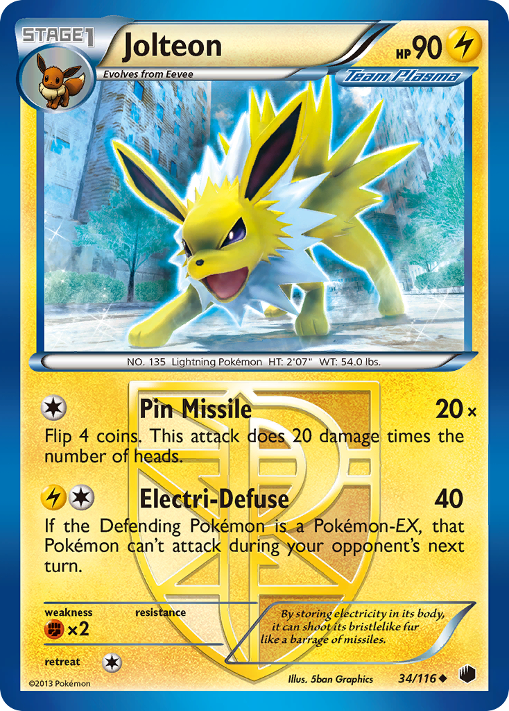 Jolteon (34/116) [Black & White: Plasma Freeze] | I Want That Stuff Brandon