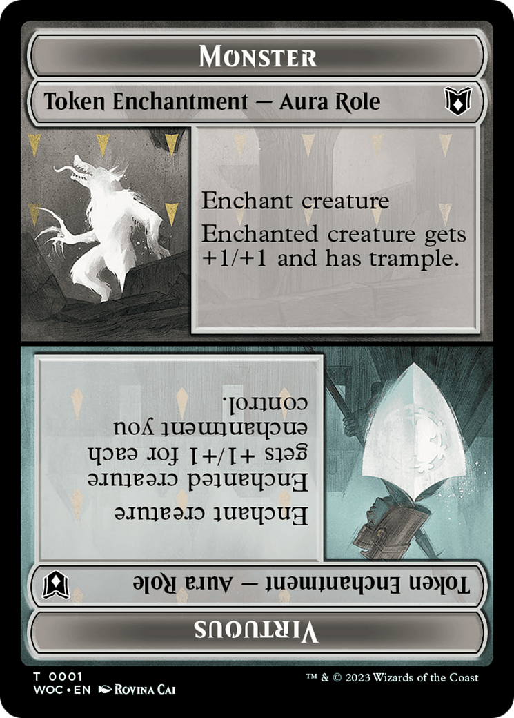 Copy // Monster Role / Virtuous Role Double-Sided Token [Wilds of Eldraine Commander Tokens] | I Want That Stuff Brandon