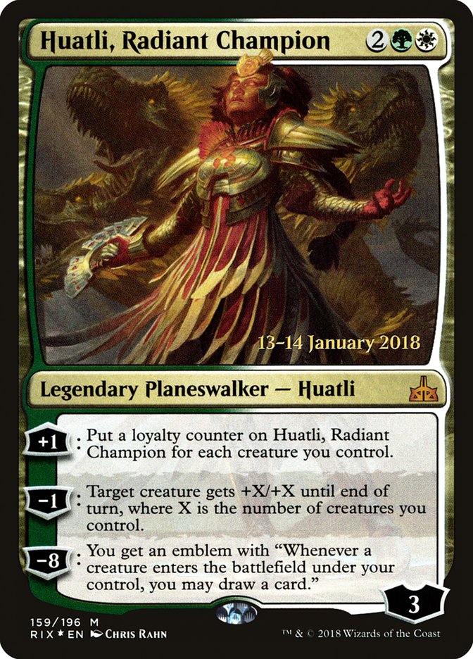 Huatli, Radiant Champion [Rivals of Ixalan Prerelease Promos] | I Want That Stuff Brandon