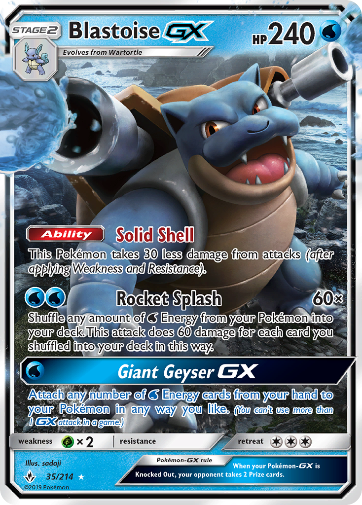 Blastoise GX (35/214) [Sun & Moon: Unbroken Bonds] | I Want That Stuff Brandon