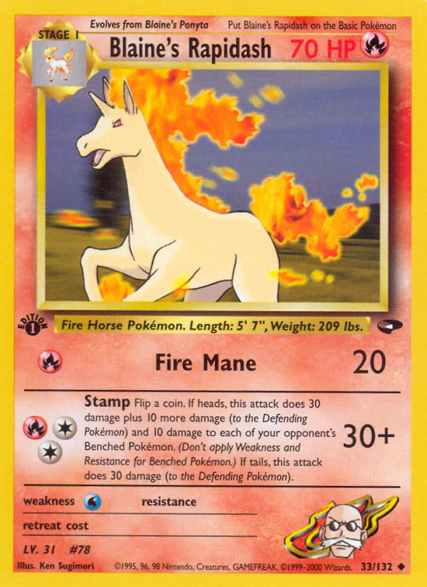 Blaine's Rapidash (33/132) [Gym Challenge 1st Edition] | I Want That Stuff Brandon