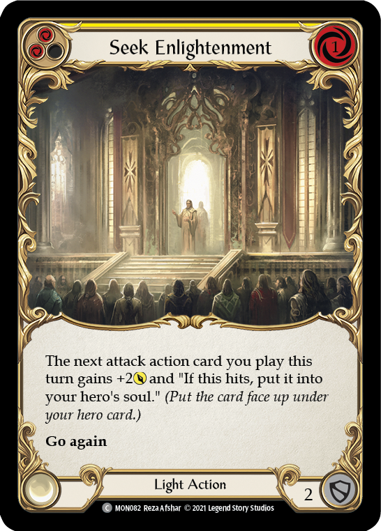 Seek Enlightenment (Yellow) (Rainbow Foil) [MON082-RF] 1st Edition Rainbow Foil | I Want That Stuff Brandon