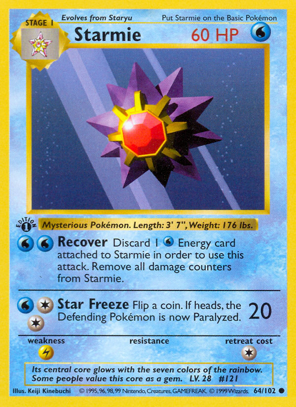 Starmie (64/102) (Shadowless) [Base Set 1st Edition] | I Want That Stuff Brandon