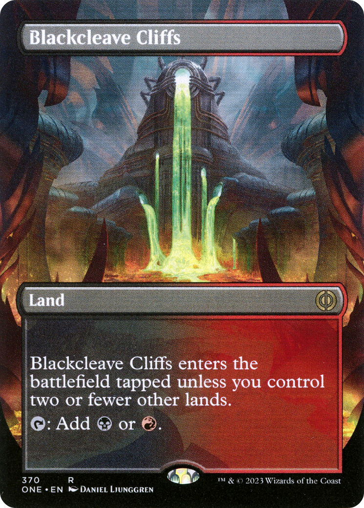 Blackcleave Cliffs (Borderless Alternate Art) [Phyrexia: All Will Be One] | I Want That Stuff Brandon