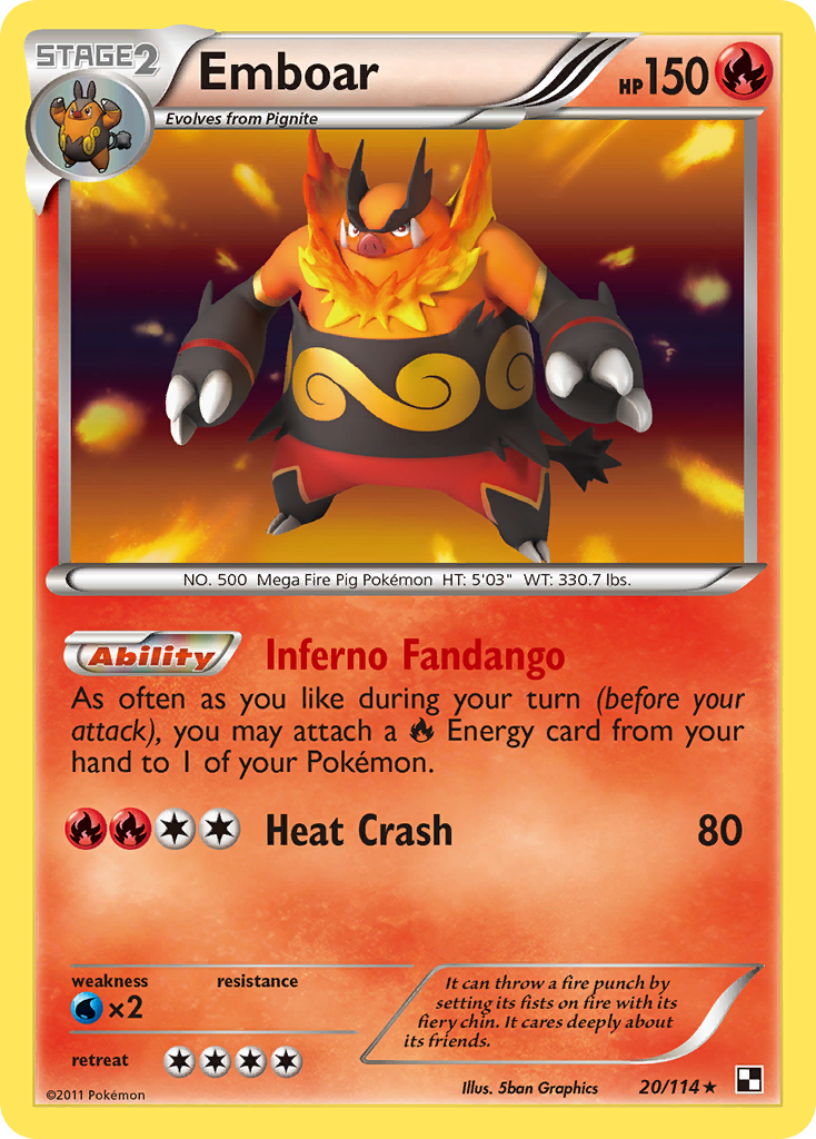 Emboar (20/114) [Black & White: Base Set] | I Want That Stuff Brandon