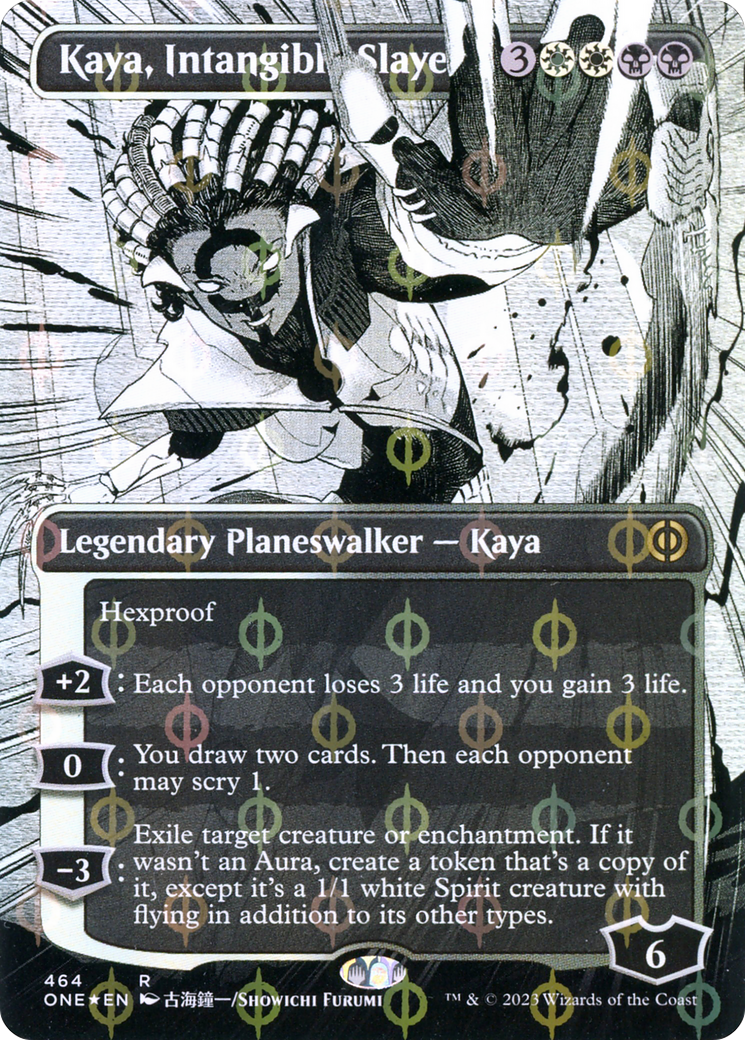 Kaya, Intangible Slayer (Borderless Manga Step-and-Compleat Foil) [Phyrexia: All Will Be One] | I Want That Stuff Brandon