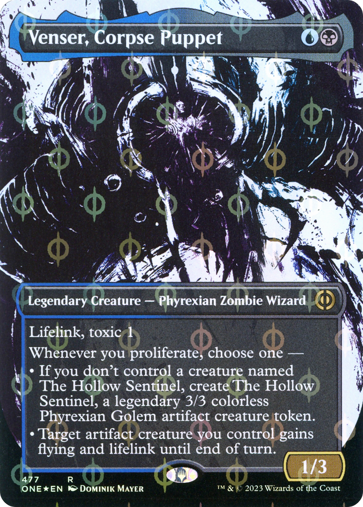 Venser, Corpse Puppet (Borderless Ichor Step-and-Compleat Foil) [Phyrexia: All Will Be One] | I Want That Stuff Brandon