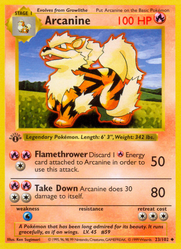 Arcanine (23/102) (Shadowless) [Base Set 1st Edition] | I Want That Stuff Brandon