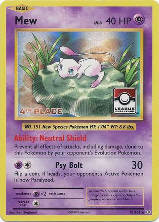 Mew (53/108) (League Promo 4th Place) [XY: Evolutions] | I Want That Stuff Brandon