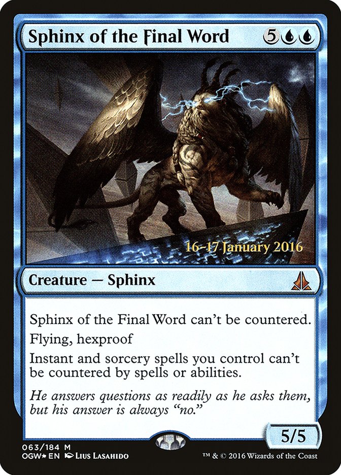 Sphinx of the Final Word [Oath of the Gatewatch Prerelease Promos] | I Want That Stuff Brandon