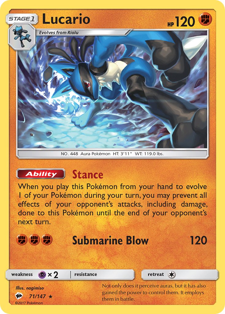 Lucario (71/147) (Theme Deck Exclusive) [Sun & Moon: Burning Shadows] | I Want That Stuff Brandon