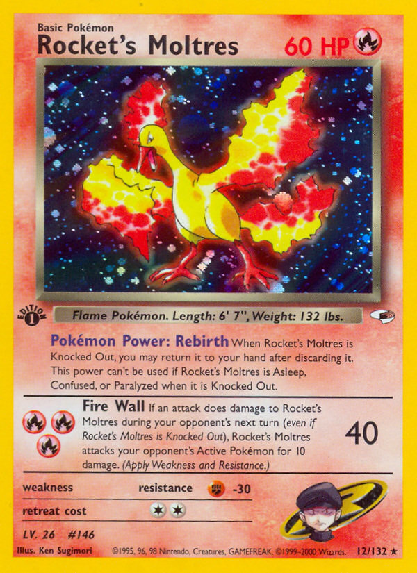 Rocket's Moltres (12/132) [Gym Heroes 1st Edition] | I Want That Stuff Brandon