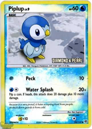 Piplup (93/130) [Burger King Promos: 2008 Collection] | I Want That Stuff Brandon