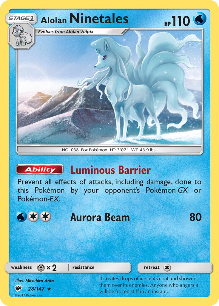 Alolan Ninetales (28/147) (Cracked Ice Holo) (Theme Deck Exclusive) [Sun & Moon: Burning Shadows] | I Want That Stuff Brandon