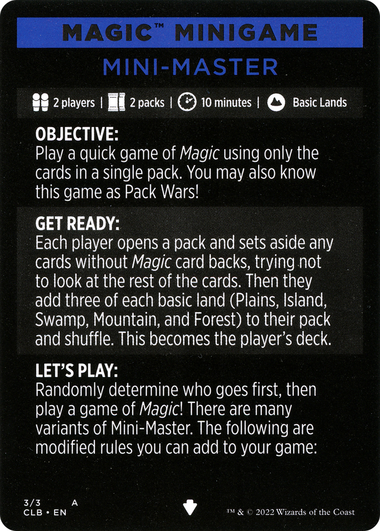 Mini-Master (Magic Minigame) [Commander Legends: Battle for Baldur's Gate Minigame] | I Want That Stuff Brandon