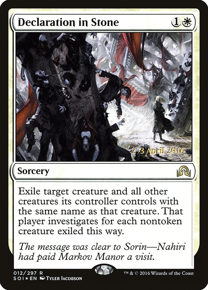 Declaration in Stone [Shadows over Innistrad Prerelease Promos] | I Want That Stuff Brandon