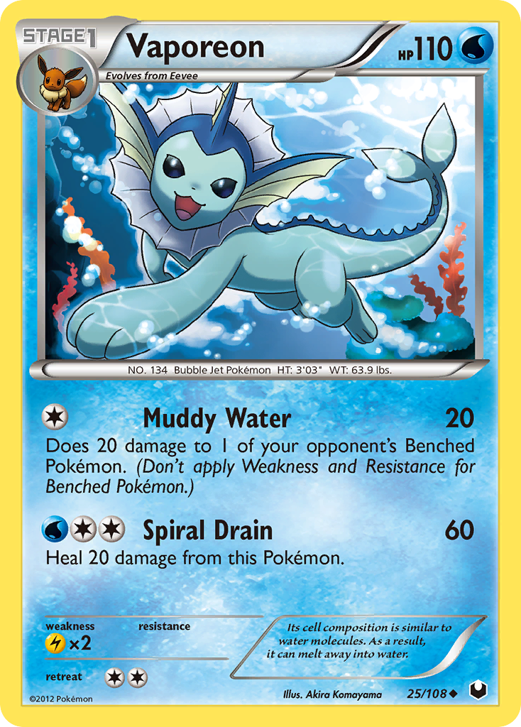 Vaporeon (25/108) [Black & White: Dark Explorers] | I Want That Stuff Brandon