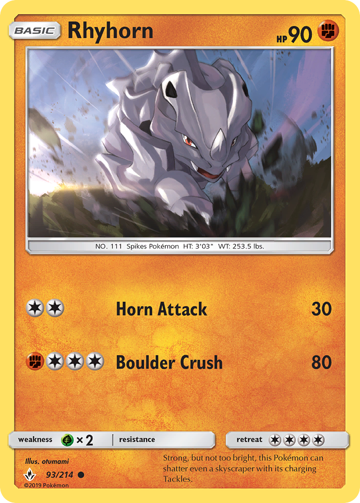 Rhyhorn (93/214) [Sun & Moon: Unbroken Bonds] | I Want That Stuff Brandon