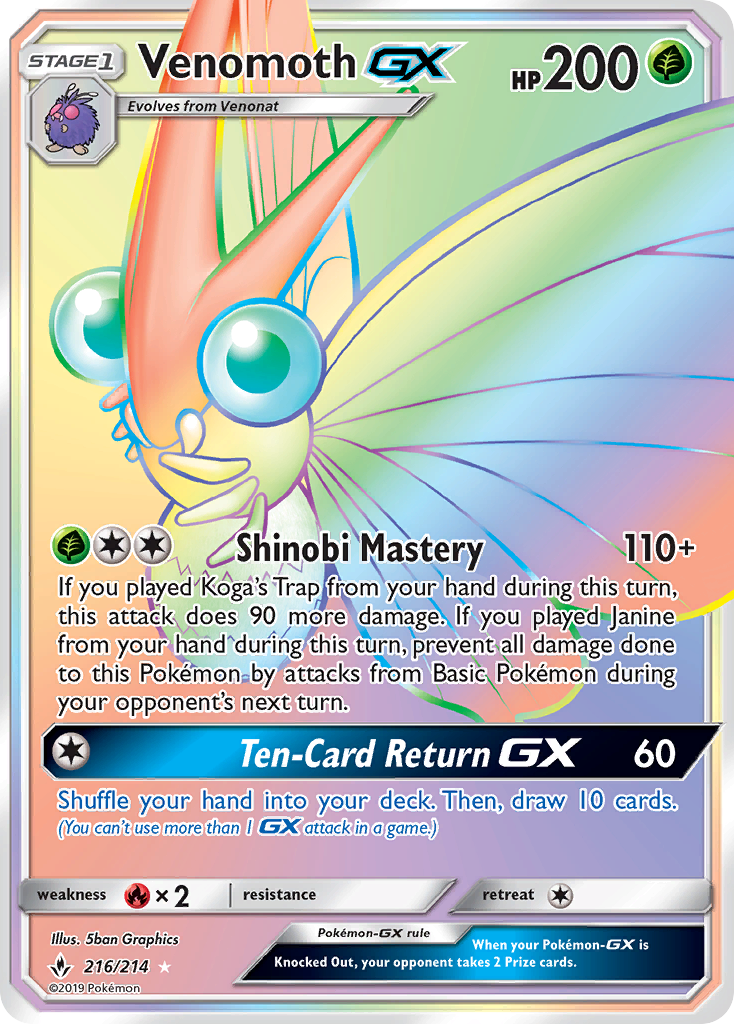 Venomoth GX (216/214) [Sun & Moon: Unbroken Bonds] | I Want That Stuff Brandon