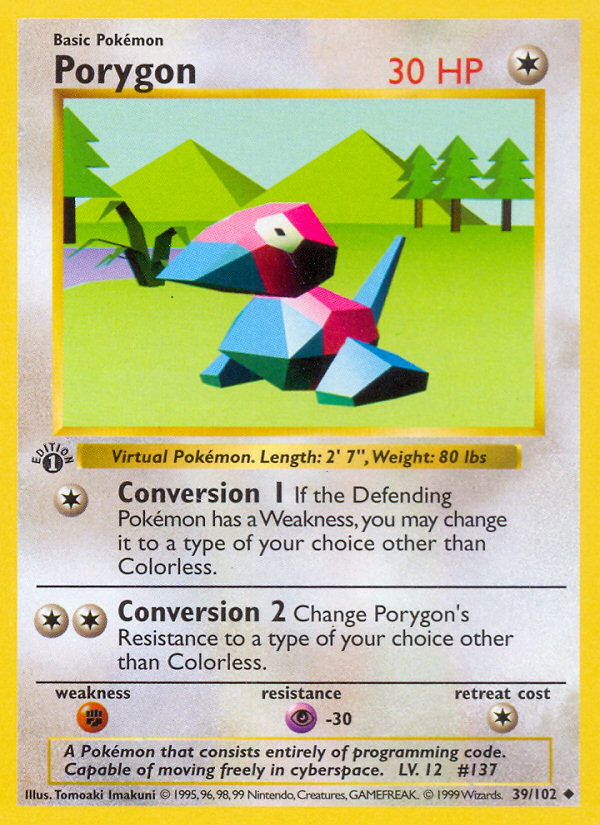 Porygon (39/102) (Shadowless) [Base Set 1st Edition] | I Want That Stuff Brandon