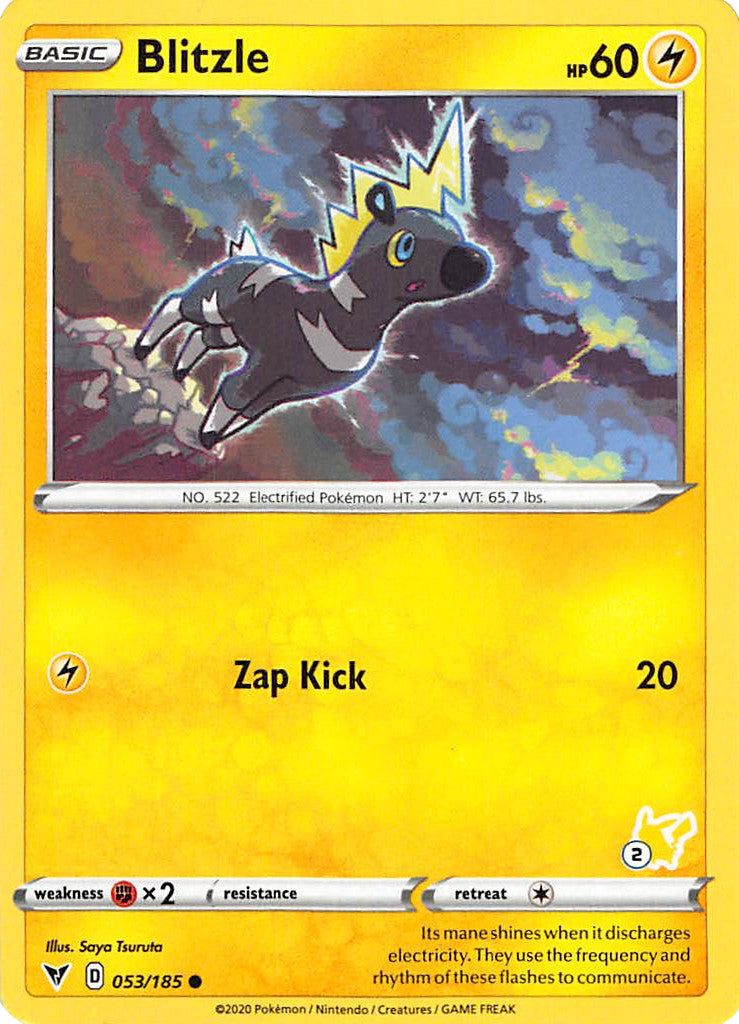 Blitzle (053/185) (Pikachu Stamp #2) [Battle Academy 2022] | I Want That Stuff Brandon