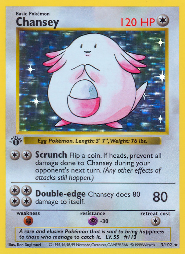 Chansey (3/102) (Shadowless) [Base Set 1st Edition] | I Want That Stuff Brandon