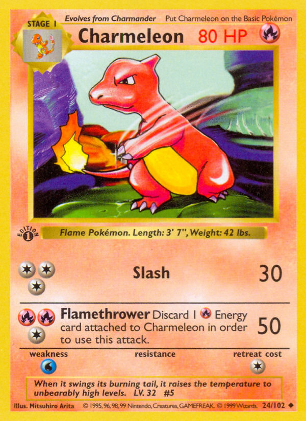 Charmeleon (24/102) (Shadowless) [Base Set 1st Edition] | I Want That Stuff Brandon