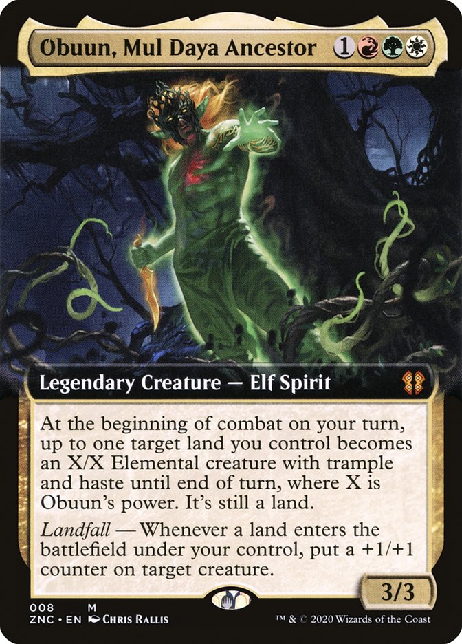 Obuun, Mul Daya Ancestor (Extended Art) [Zendikar Rising Commander] | I Want That Stuff Brandon