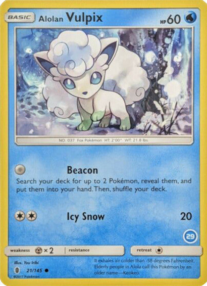 Alolan Vulpix (21/145) (Deck Exclusive #29) [Sun & Moon: Trainer Kit - Alolan Ninetales] | I Want That Stuff Brandon