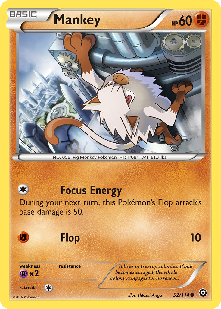 Mankey (52/114) [XY: Steam Siege] | I Want That Stuff Brandon