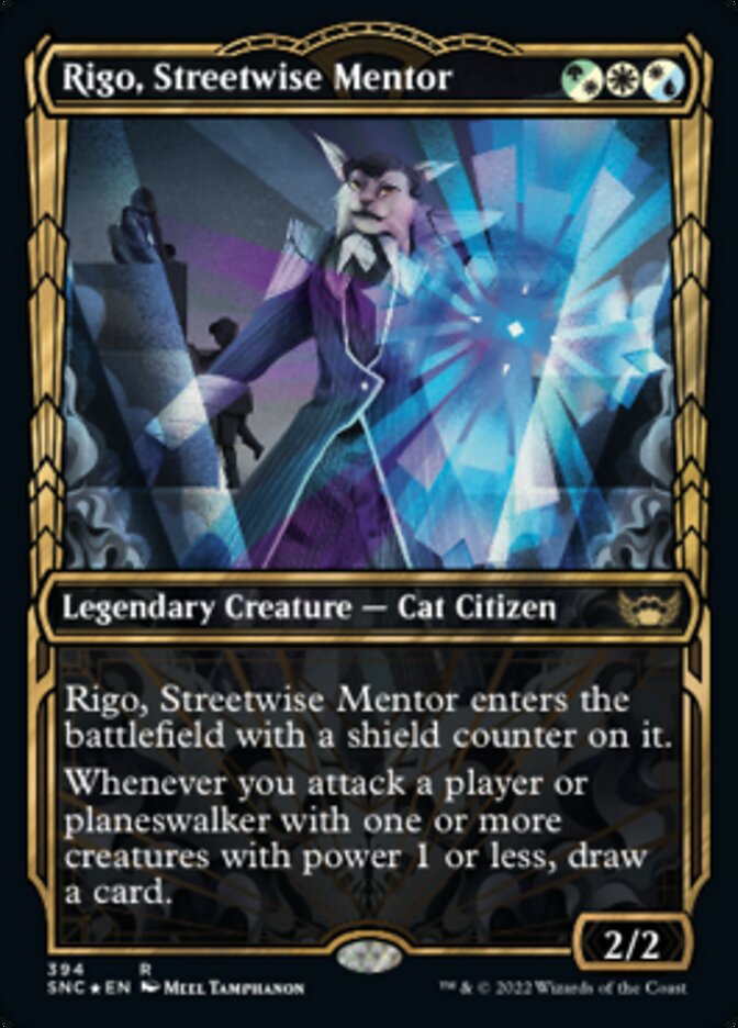 Rigo, Streetwise Mentor (Showcase Golden Age Gilded Foil) [Streets of New Capenna] | I Want That Stuff Brandon